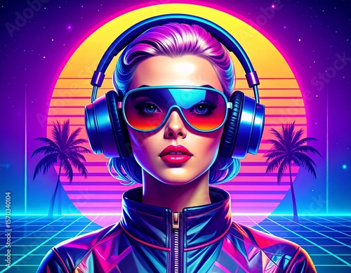 Retro Futuristic Design Elements Expressing Nostalgic Innovation Cyberpunk Aesthetic Concept Merging Past Future