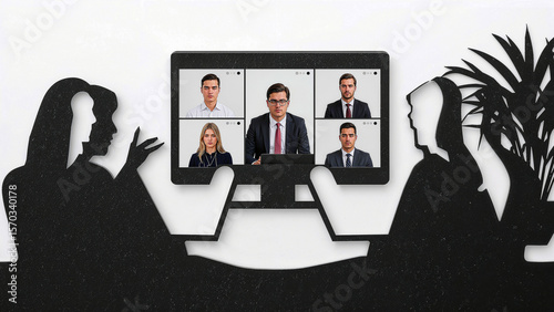 Business leader engaging team in virtual conference call