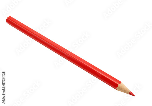 Isolated Red Pencil Drawing Colored Wooden Sharp Tool Transparent Object