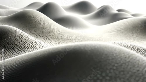 Abstract white sand dunes with delicate dots, seamless loop motion background
