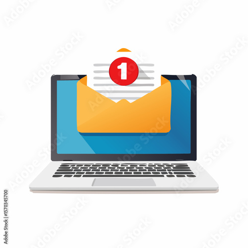 パソコンにメール通知が届いたベクター素材