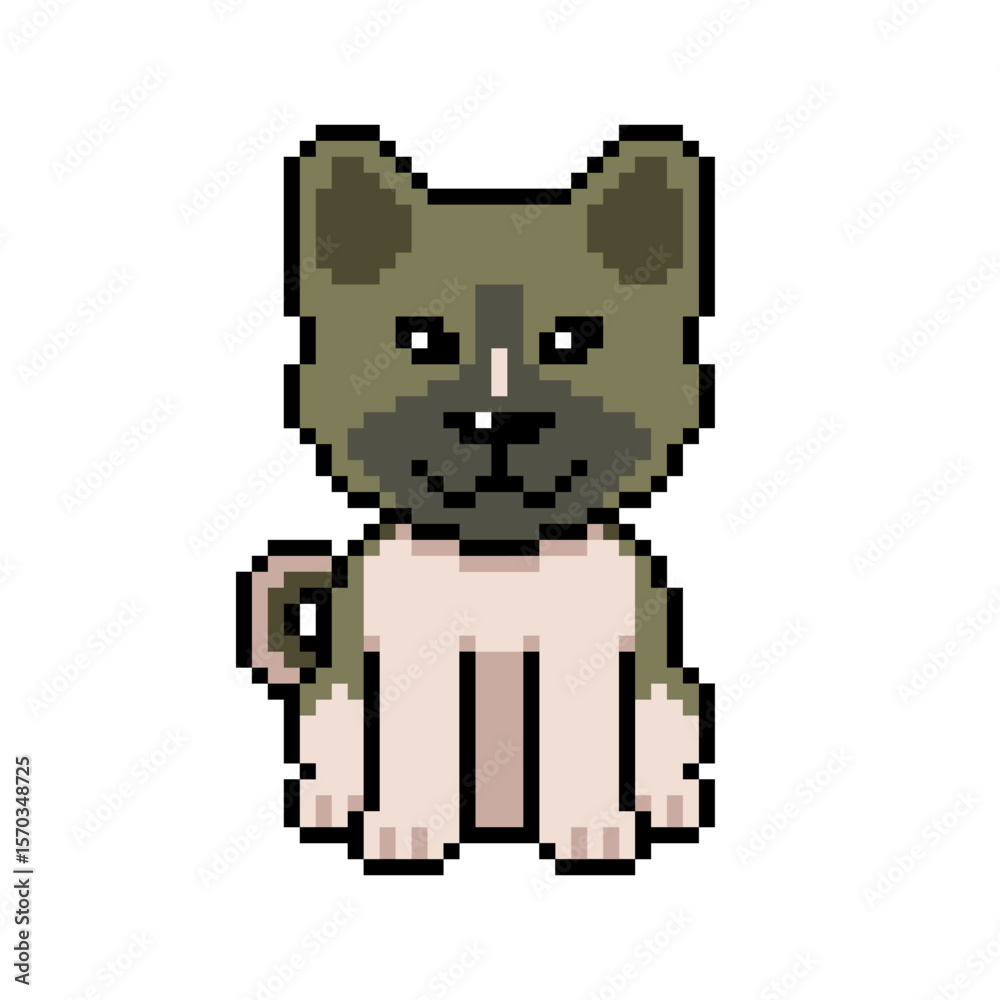 Obraz premium Pixel art cute akita inu dog vector in retro style