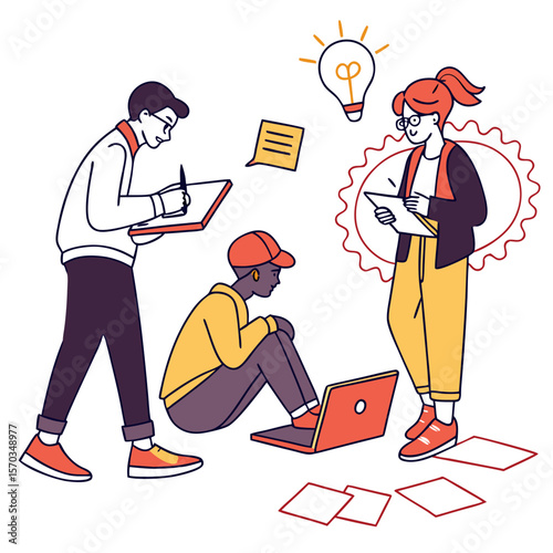 Young Team Brainstorming a Project Together