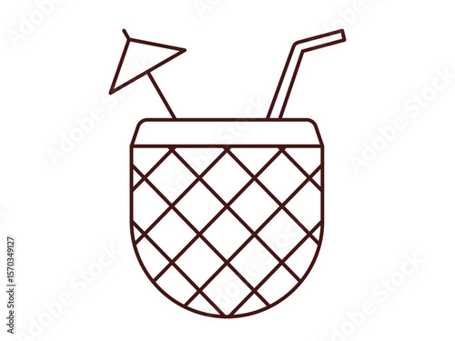 Pina colada icon. Beverages outline icon. Simple drink or beverages vector illustration in modern thin line style.