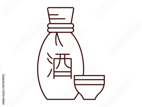 Sake icon. Beverages outline icon. Simple drink or beverages vector illustration in modern thin line style.