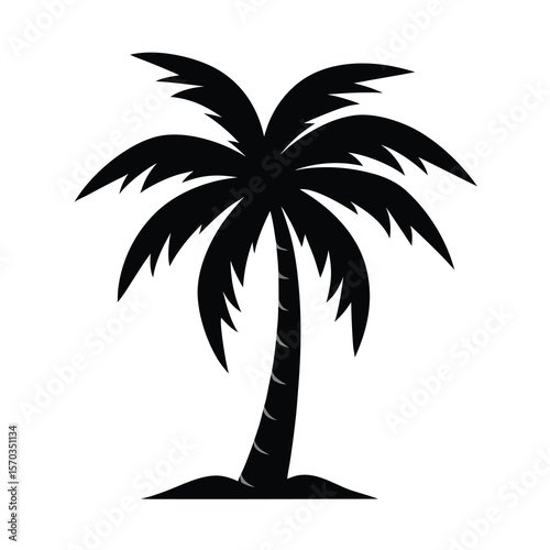 palm tree black color vector icon  on white background