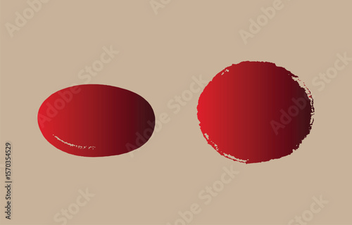 Two abstract red brush strokes with a gradient fill on a neutral beige background representing artistic expression and modern design elements