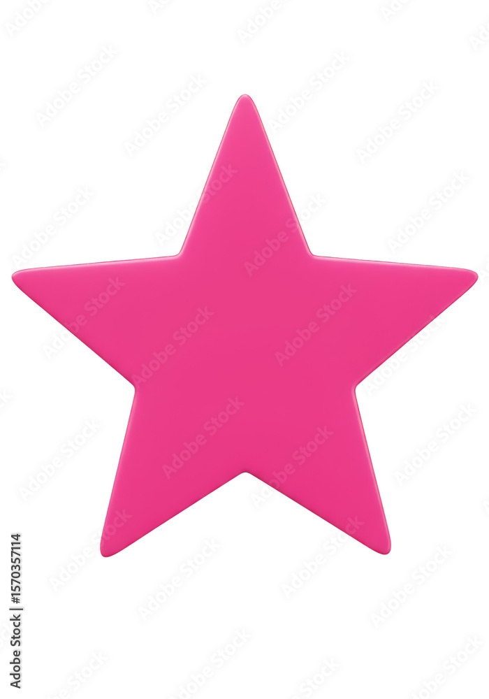 Fototapeta premium Pink Star 3D Render Isolated Decoration Graphic Sign Symbol Element