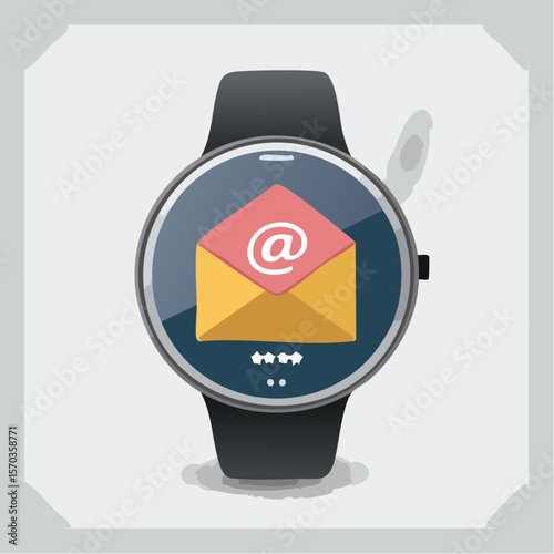 スマートウォッチにメール通知が届いたベクター素材