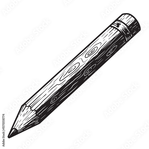 Detailed hand drawn pencil in black and white vintage art style isolated on white background