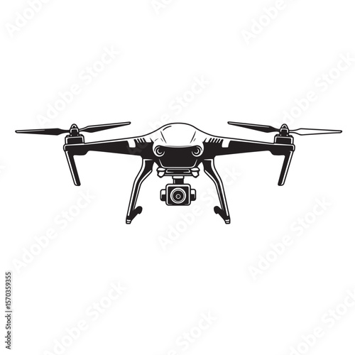 High quality black and white drone vector illustration perfect for design and graphic applications