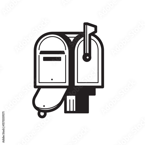 Simple black and white illustration of a traditional mailbox for receiving letters and parcels