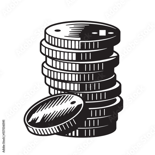 Stack of vintage art coins illustrating financial concepts and economy