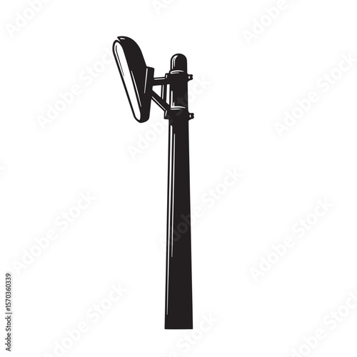 Vector illustration of a black and white vintage art streetlight isolated on white background