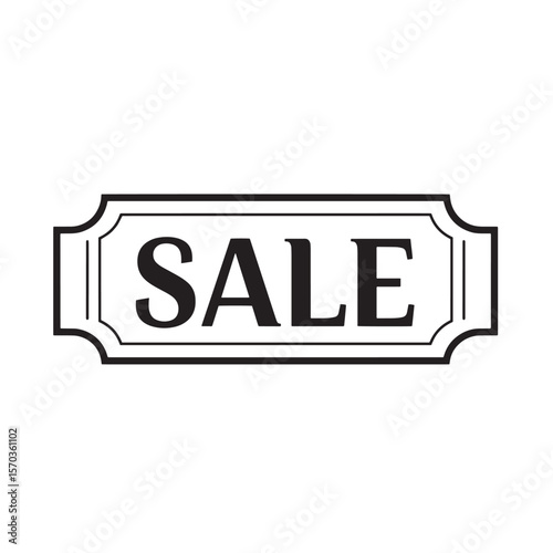 Vintage art sale sign in black and white design for promotions and retail.