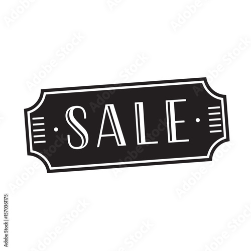 Vintage art sale sign in black and white for promotions and advertising