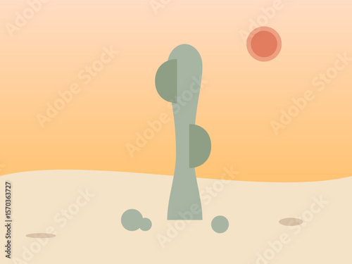 Desertcore Mountain Horizon Vector Illustration