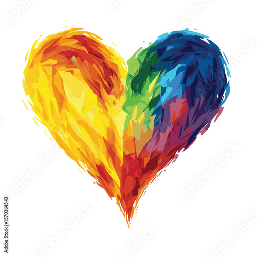 Rainbow heart icon representing love and diversity, vector style simple color