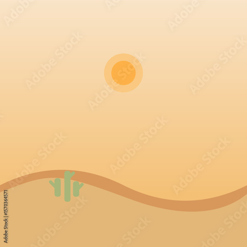 Minimalist Desertcore Cactus with Sunset in Sand Dunes