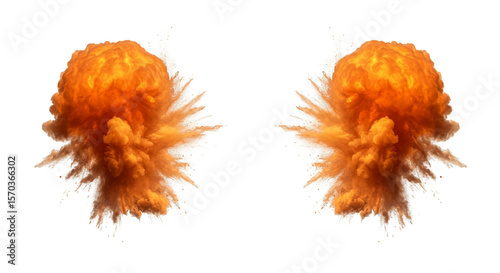 Orange Explosions Smoke Fire Burst Powder Cloud Abstract PNG Transparent