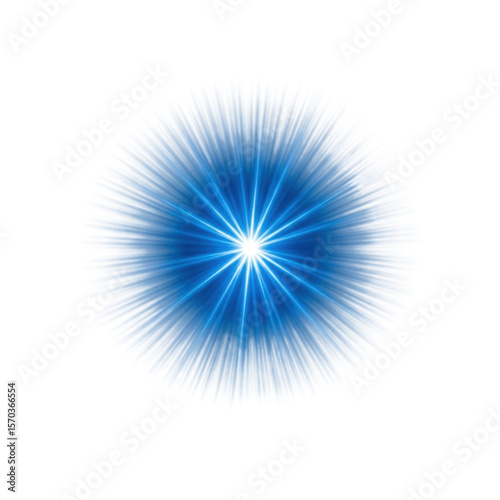 Blue burst star effect isolated PNG with Transparent Background