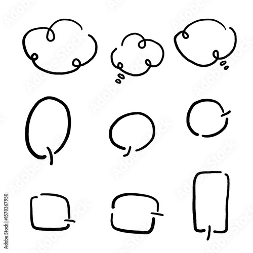 手描きの吹き出しベクターイラストセット