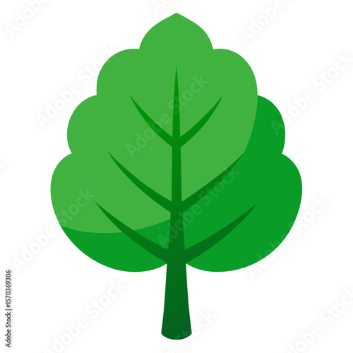 Macro Big Green Tree Leaf Vector Illustration Detailed Natural Leaf Designs for Creative Projects