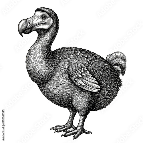 Vintage Illustration of Dodo Bird Extinct Flightless Animal Transparent