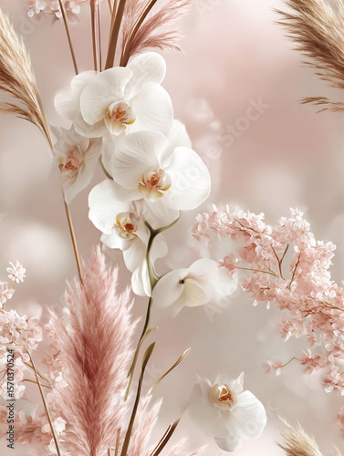 Seamless spring cherry blossom pattern