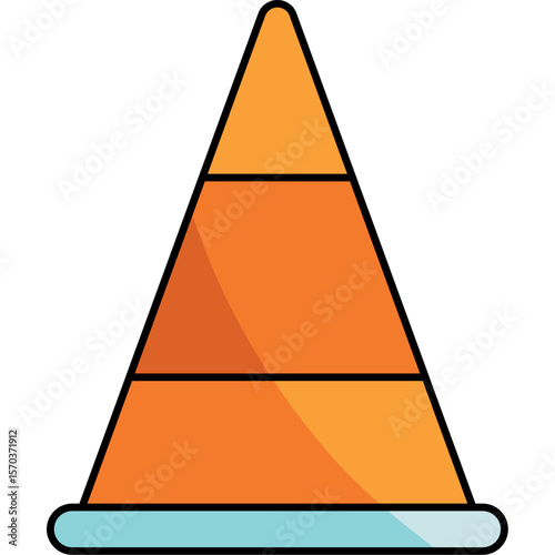 Flat Soccer Cone Training Icon Illustration