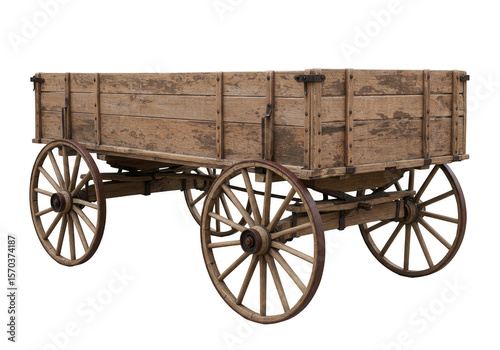 Wooden Vintage Cart Isolated Wagon Transparent Background PNG