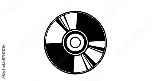 Black and white compact disc vector illustration for music storage and data backup technology design concept