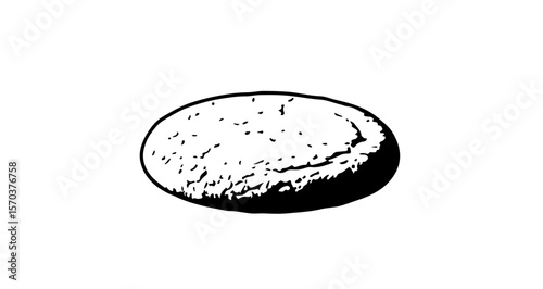 Illustration of a simple flatbread or pita bread for baking and cooking related content and designs