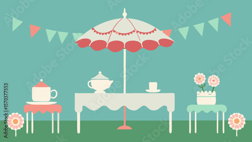 Elegant wedding invitation card design featuring a tropical beach illustration with an umbrella and chairs under a summer sky, offering vacation protection