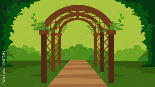 Ancient stone archways frame a historic garden entrance, evoking a sense of medieval European history