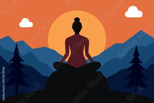 silhouette of a woman meditating