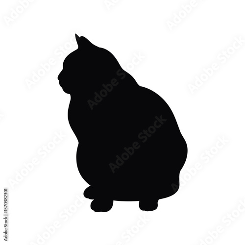 Plump cat silhouette animal black