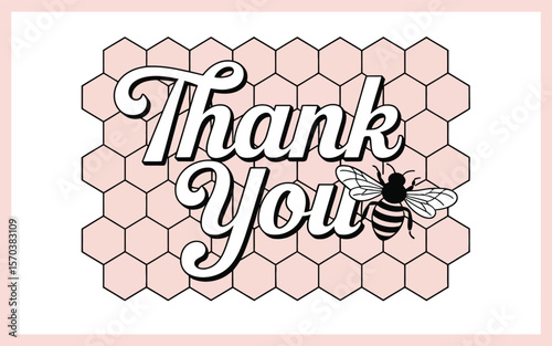 Thank you bee honeycomb illustration vector