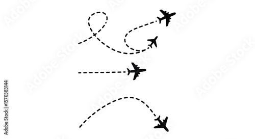 Collection of hand drawn dotted arrows showing direction progress movement and flow in a simple graphic design
