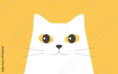 White cat face with yellow eyes and whiskers feline animal