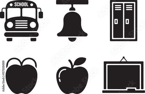 School Icon Silhouette Set

