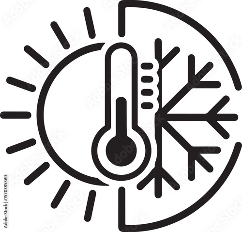 Temperature Control Icon with Sun and Snowflake