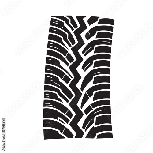 Black and white tire tread pattern on white background transportation design element