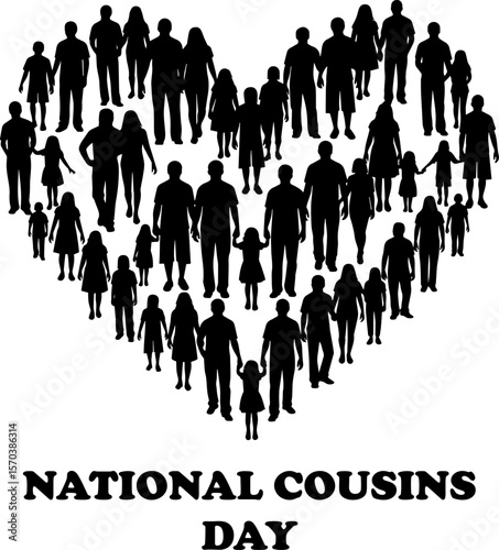 Heart-Shaped Silhouette of People for National Cousins Day Celebration
