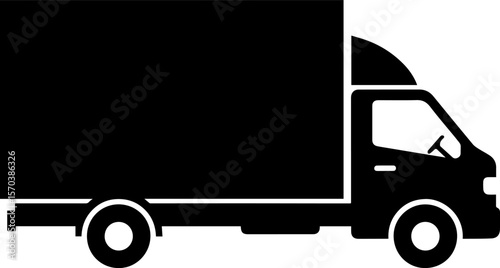 Silhouette of a Black Delivery Truck with a Boxy Cargo Area