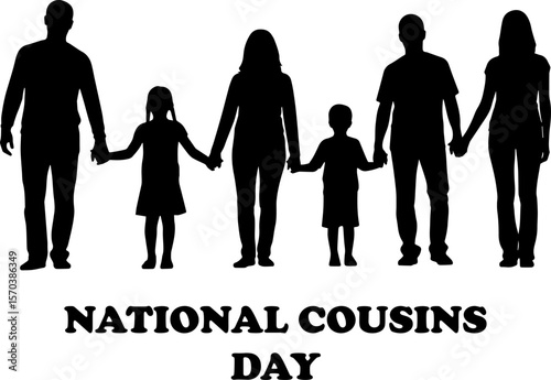 Silhouetted Family Holding Hands for National Cousins Day Celebration