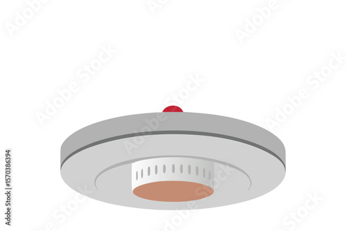 Modern outdoor patio heater with a red ignition button and metallic finish
