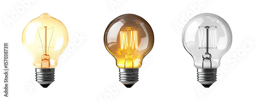Three incandescent light bulbs in varying light intensities