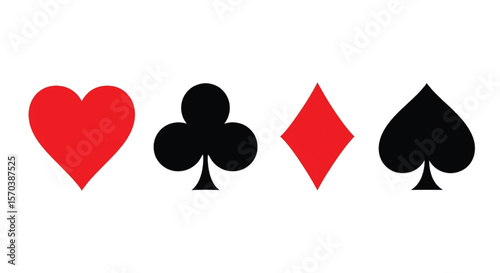 Iconic Symbols of Playing Cards Hearts Clubs Diamonds Spades Featured on Black Background