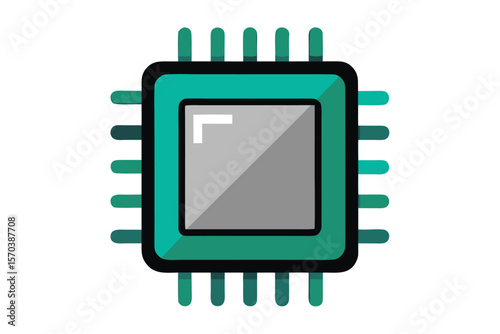 Modern flat design of a central processing unit microchip